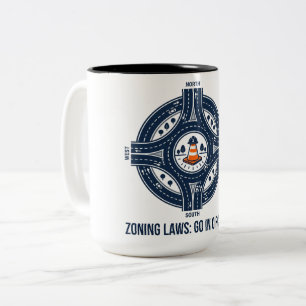 Lustiger Stadtplaner-Kreisel-Tasse Zweifarbige Tasse