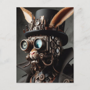 Lustiger Steampunk-Hase Postkarte