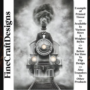 Lustiger Steampunk-Monochrom-Zug AA2-Decoupage Seidenpapier