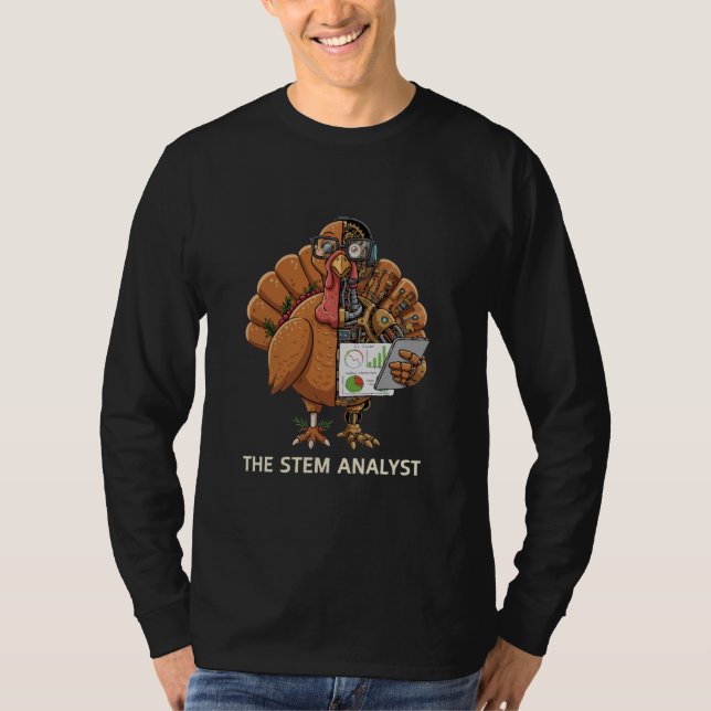Lustiger STEM-Analytiker-Roboter Truthahn-Erntedan T-Shirt (Vorderseite)