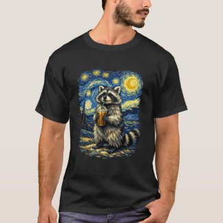 Lustiger Sternenhafter Waschbär Eisgekühlter Kaffe T-Shirt