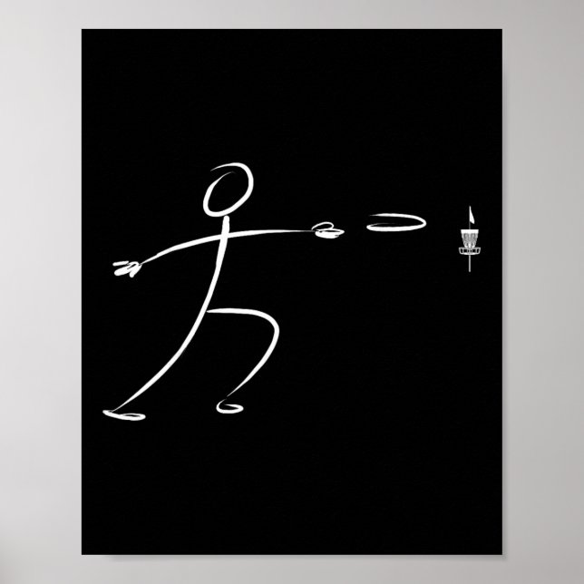 Lustiger Stickman-Disc-Golf-Spieler wirft Disc-Gol Poster (Vorne)