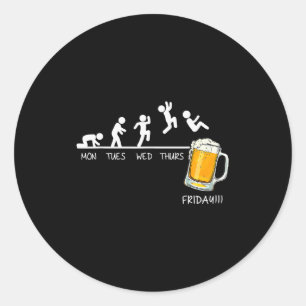 Lustiger Stickman Springt Bier Tage Der Woche Frei Runder Aufkleber