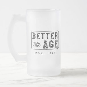 Lustiger stilvoller Vintage-Geburtstag Jahr wird m Mattglas Bierglas