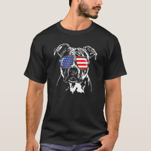 Lustiger stolzer Pitbull Amerikanische Flagge patr T-Shirt