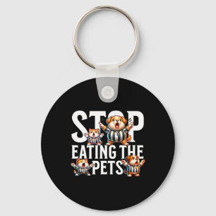 Lustiger Stopp mit dem Essen der Hunde und Katzen Schlüsselanhänger
