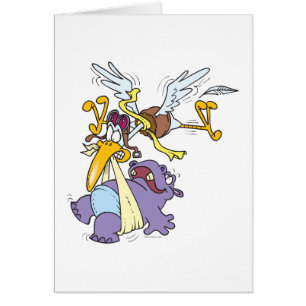 lustiger Storch mit Baby-Hippo