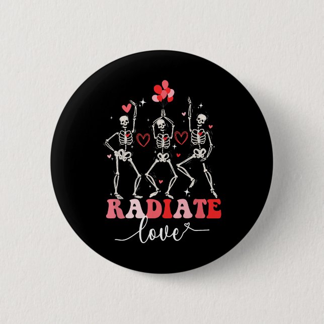 Lustiger Strahlen Liebe Valentinstag Röntgenassist Button (Vorderseite)