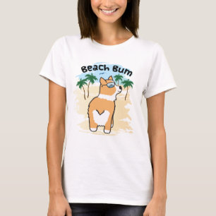 Lustiger Strand-Gammlercorgi-Hund aber T-Shirt
