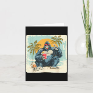 Lustiger Strand-Gorilla mit Cocktails und Palmen Karte