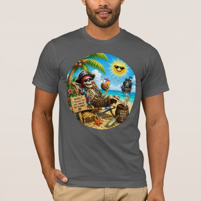 Lustiger Strandpirat T-Shirt (Vorderseite)