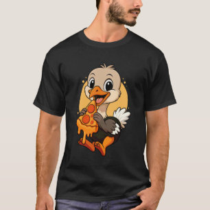 Lustiger Strauß isst Pizza-Grafik Jungen Mädchen S T-Shirt