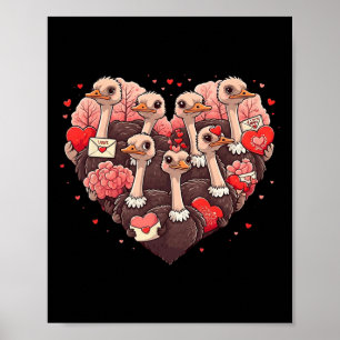 Lustiger Straußenherz Valentinstag Strauß Damen He Poster