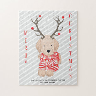 Lustiger Streich Weihnachten Golden Retriever Welp Puzzle