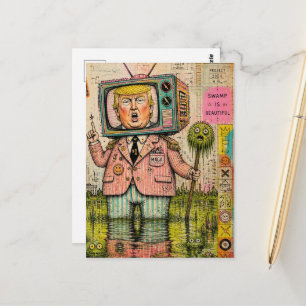 Lustiger Sumpf ist schön Mixed Media Collage Postkarte
