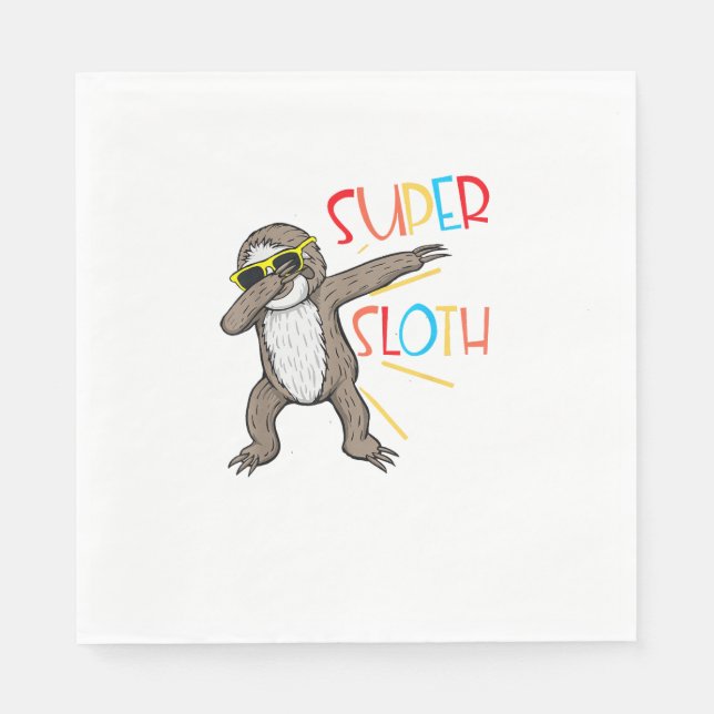 Lustiger Super Faultier Superheld Dabbing Tanzbewe Serviette (Vorderseite)