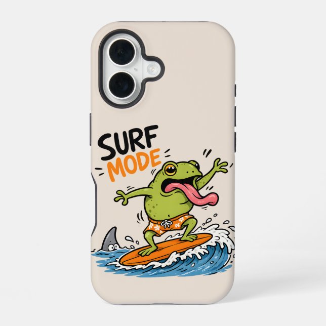 Lustiger Surf-Modus-Frosch|Lustiger Frosch Sommer  iPhone 16 Hülle (Rückseite)