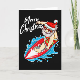 Lustiger surfen Santa Claus hawaiianischer Weihnac Karte