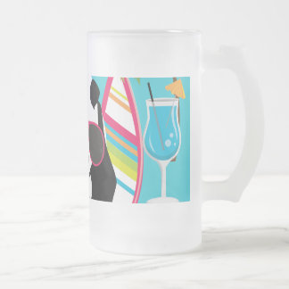 Lustiger surfende Panda-Bärn-Strand-Gammler-coole Mattglas Bierglas