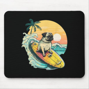 Lustiger Surfender Mops Am Strand Haustierliebhabe Mousepad