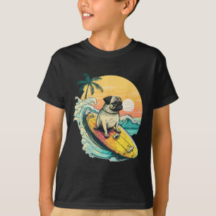 Lustiger surfender Mops am Strand Haustierliebhabe T-Shirt