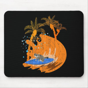 Lustiger Surfer Tier Katze Surfbrett Ozean Sport W Mousepad