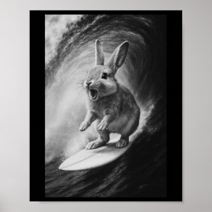 Lustiger Surfing-Hase Selfie Tier Poster