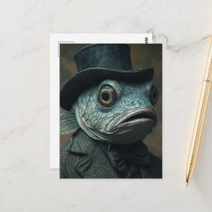 Lustiger surrealer Fisch im Anzug Postkarte