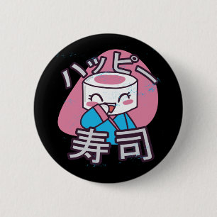 Lustiger Sushi-Meister Cartoon-Design Button
