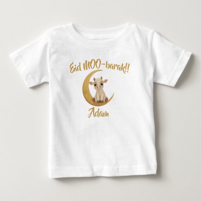Lustiger süßer Babykuh Eid Adha lustiger Babyname Baby T-shirt (Vorderseite)