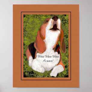Lustiger, süßer Beagle jault Poster