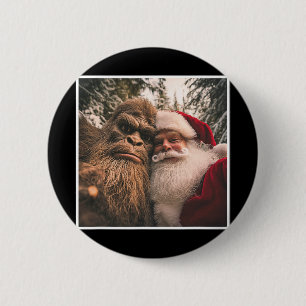 Lustiger Süßer Bigfoot Weihnachtsmann Selfie Weihn Button
