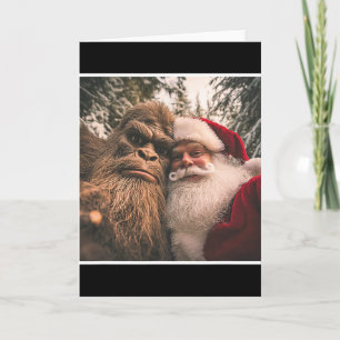 Lustiger süßer Bigfoot Weihnachtsmann Selfie Weihn Karte