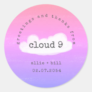 Lustiger Süßer Cloud 9 Rosa Lila Humorvoll Danke Runder Aufkleber