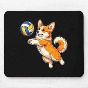 Lustiger süßer Corgi-Hund spielt Volleyball-Sport Mousepad