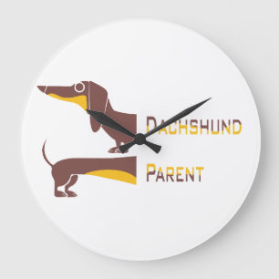 Lustiger süßer Dachshund für langes Hundeelterntei Große Wanduhr