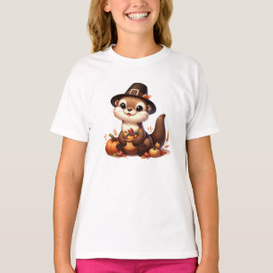 Lustiger süßer dankbarer Otter Thanksgiving T-Shirt