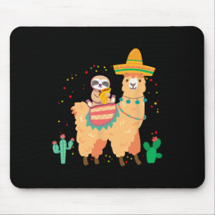 Lustiger süßer Faultier und Lama mit Taco und mexi Mousepad