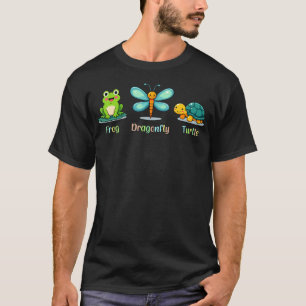 Lustiger Süßer Frosch Libelle Schildkröte Liebensw T-Shirt