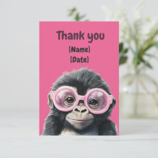 Lustiger süßer Gorilla personalisierter Name & Dat Dankeskarte