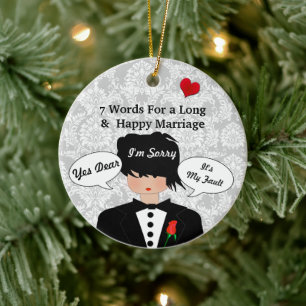 Lustiger & Süßer Hochzeitsrat Weihnachtsbaumschmuc Keramik Ornament