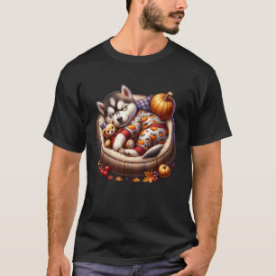 Lustiger Süßer Husky Herbst Dekor Herbst Stimmung  T-Shirt