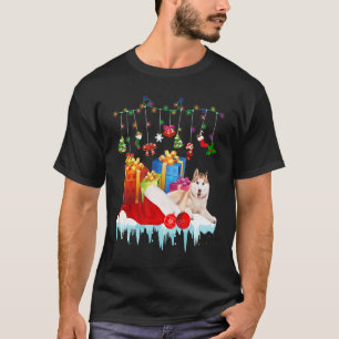 Lustiger süßer Husky-Hund Weihnachten Santa-Hund-F T-Shirt