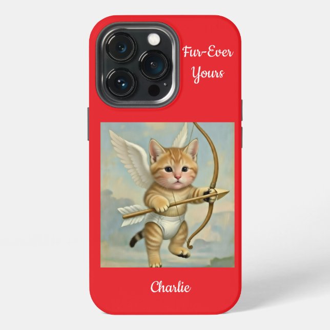 Lustiger süßer Kätzchen Cupid iPhone Hülle (Hinten)