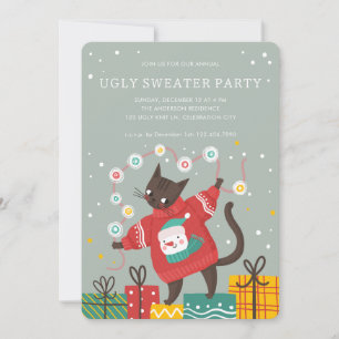 Lustiger süßer Katzen hässlicher Weihnachtspullove Feiertagskarte