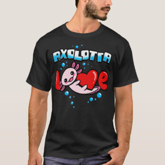 Lustiger Süßer Kawaii Axolotl Valentinstag Liebhab T-Shirt