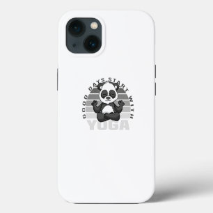 Lustiger süßer Panda beim Yoga. Lustige Yoga-Übung iPhone 13 Hülle