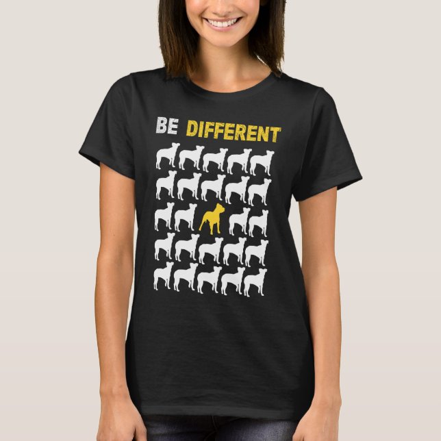 Lustiger Süßer Pit Bull Sei Anders Inspiration T-Shirt (Vorderseite)