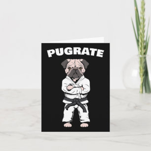 Lustiger süßer Pug Karate schwarzer Gürtel Kampfsp Karte