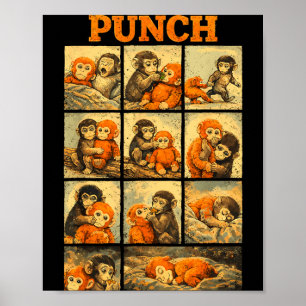 Lustiger süßer Punch-Affe Makaken-Meme japanisch Poster